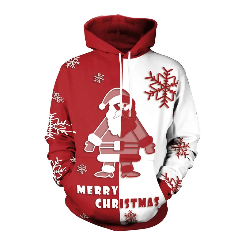 Merry Christmas Graphic Hoodie Fashion Santa Claus Snowflake 3D Printed Hoodies For Men Clothes Casual Winter Pullovers Hoody