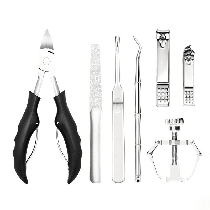 7 unids/set de acero inoxidable para el cuidado de las uñas, corrección de manicura, corrección de ranura para uñas, juego de herramientas para el hogar, portátil
