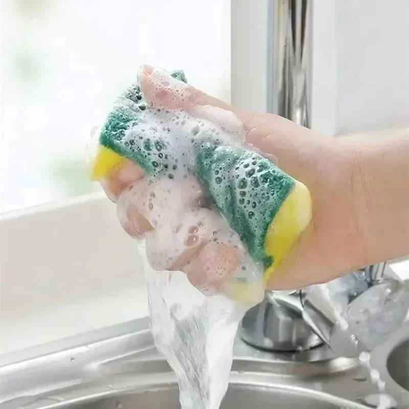 5Pcs Double Sided Magic Cleaning Sponge, High Absorbent Rust Removal Scrubber, Kitchen Pot Dish Washing Cleaning Tools