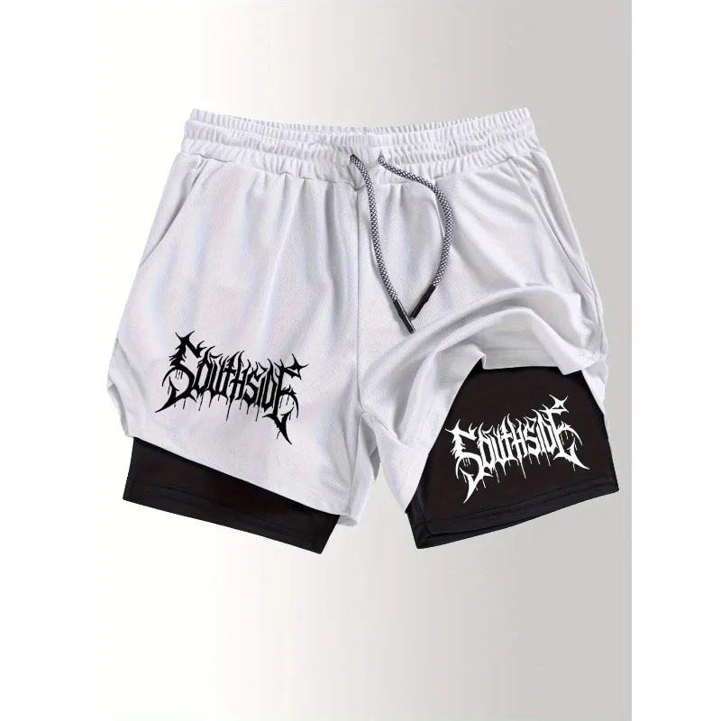 Printed Men's Fitness Double-Layer Shorts  Shorts Men