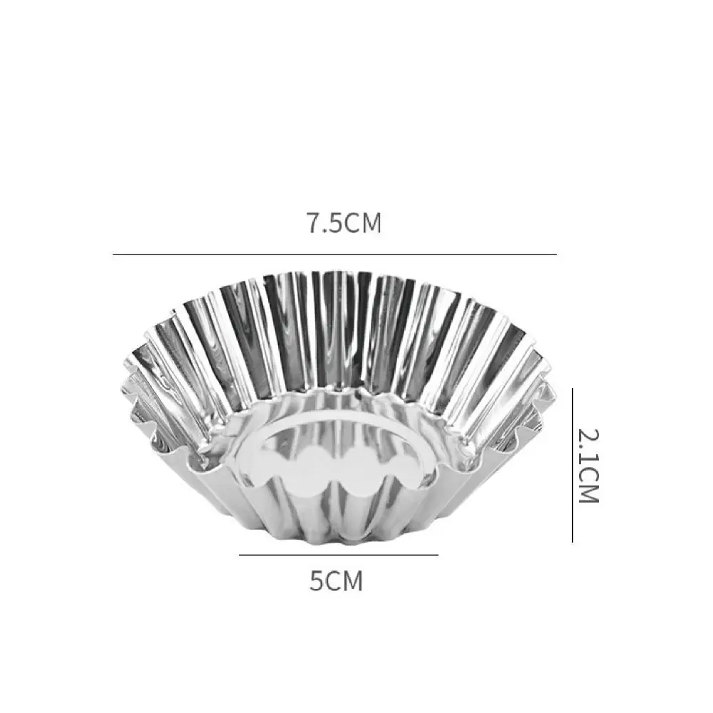 

Stainless Steel Egg Tart Molds Reusable Silver Cookie Pudding Mould Nonstick Thickened Dessert Mould Cupcake Egg Tart