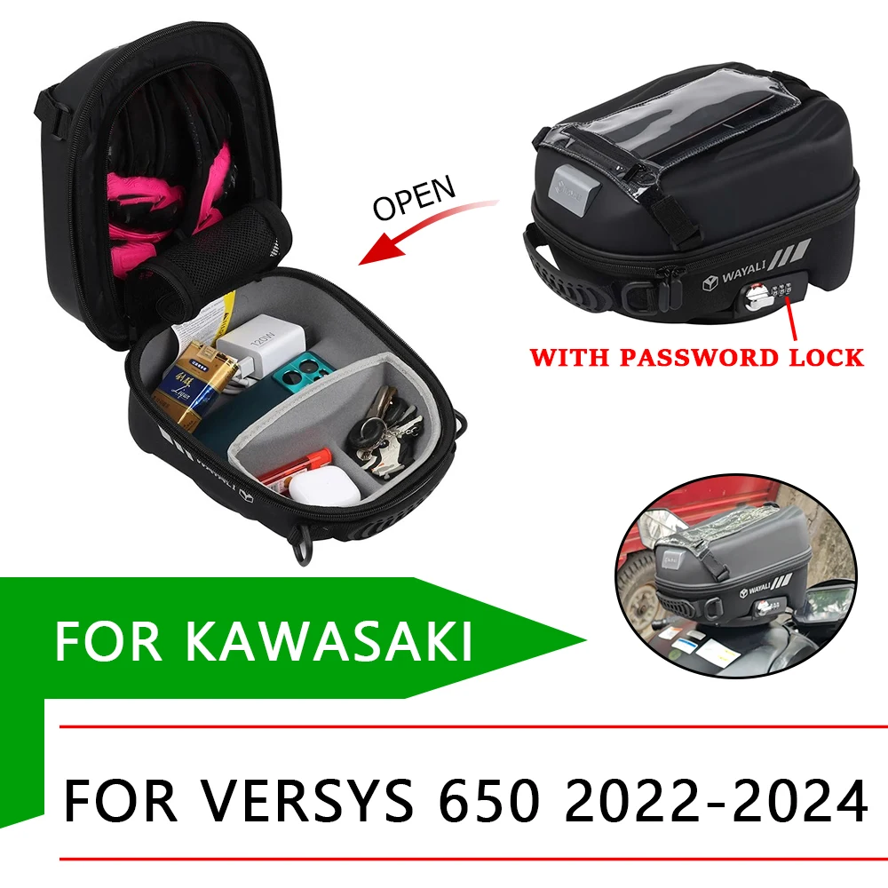 For Kawasaki Versys 650 Versys650 KLE 650 2023 2024 Motorcycle Accessories Tank Bag Luggage Backpack Navigation Bag Tanklock Bag