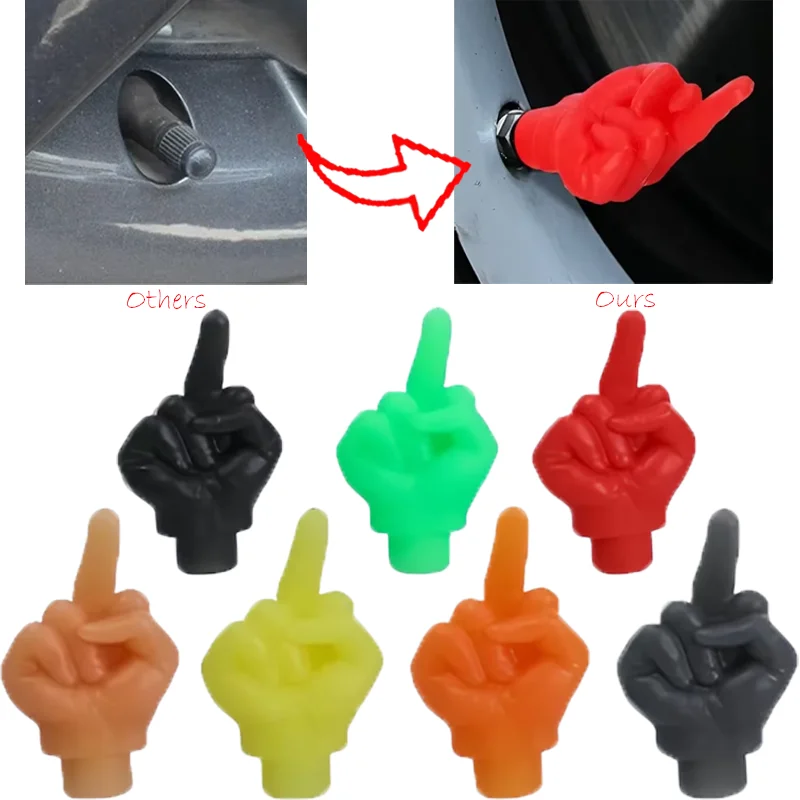 

Car Middle Finger Styling Tire Valve Cap New Creative Dustproof Waterproof Cars Wheel Decor Valve Stem Caps Auto Accessories