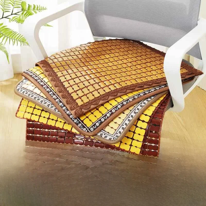 Summer Bamboo Cooling Mat Chair Pad Office Computer   Cushion Tatami Mat Portable Folding Home Decorative Item