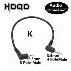 90 stopni 2.5mm 3pin męski na 3.5mm 4 polak męski kabel kątowy 3/4 polak 3.5 do 2.5mm Jack rozszerzenie Audio kabel do słuchawek