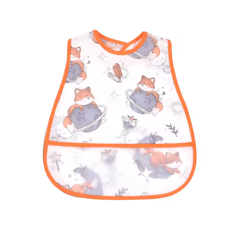 2023New Cartoon Pattern EVA Waterproof Pocket Lunch Feeding Bibs Adjustable Baby Bibs Cute Children Baby Apron Kids Burp Cloths - Image 9