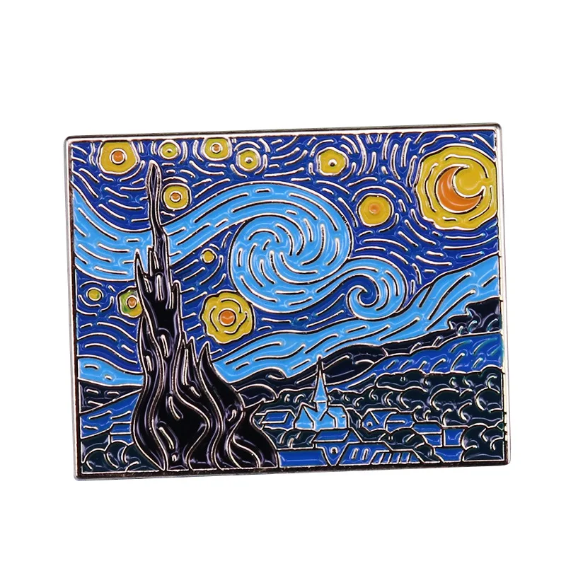 DZ642 Van Gogh Art Hard Enamel Pins Women Men Badge Backpack Collar Lapel Collection Jewelry Gifts