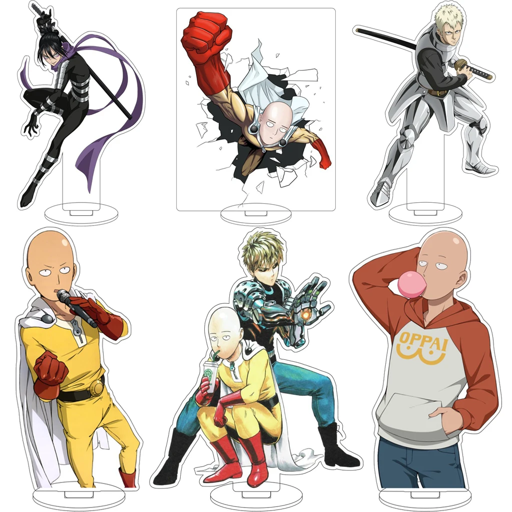 

16CM Anime ONE PUNCH MAN Genos Saitama Speed-O'-Sound Sonic KING Ikemen Kamen AmaiI Mask Cos Acrylic Figure Stand Gift Ornaments