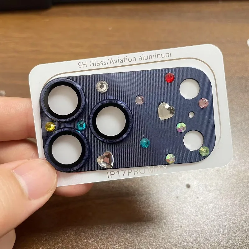 الإبداعية اليدوية حجر الراين DIY عدسة الكاميرا فليم غطاء آيفون 17 برو ماكس سبيكة حلقة HD تعريف غطاء حماية عدسة زجاجية