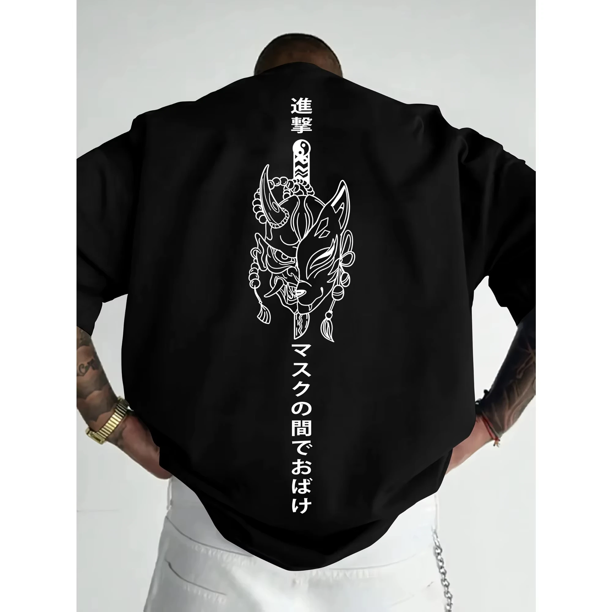 Hannya Kitsune Mask Graphic T-Shirt Men Women Harajuku Streetwear Aesthetic Tee Casual Cotton Short Sleeve Tops