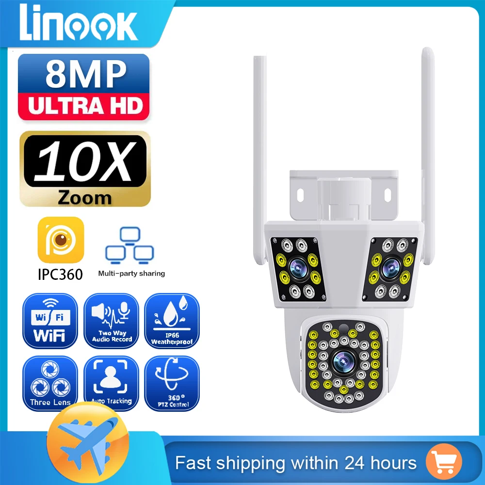 linook camera cctv sem fio monitoramento ao ar livre camera de seguranca ip lentes 4k 12mp ipc360 01