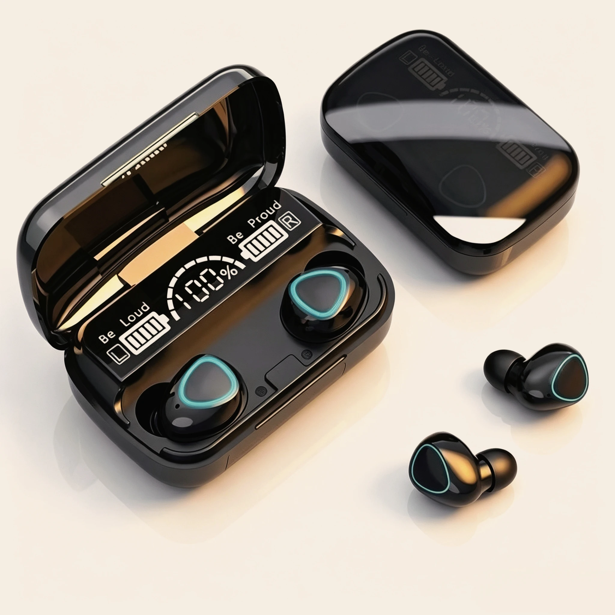 M10 TWS Wireless Sports Earbuds 9D Surround Stereo Bluetooth Headphones with Digital LED Power Display Charging Case
