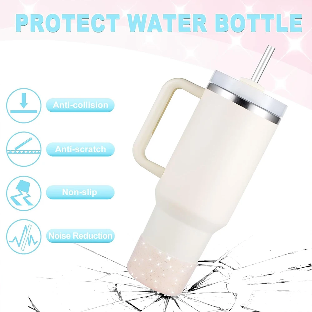 Glitter Silicone Boot for 20-40oz Stanley Cup12-24oz Tumblers Bottle Heat Insulation Sports Cup Water Bottle Bottom Cover