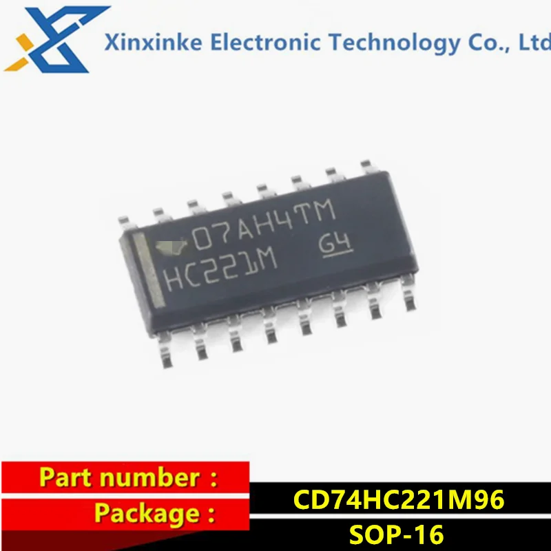 

5PCS CD74HC221M96 SOIC-16 CD74HC221M Marking：HC221M High speed CMOS with reset function Monostable multivibrator Brand new