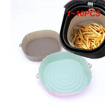 Image 1~10PCS Silicone Air Fryers Tray Reusable Fried Chicken Airfryer Oven Baking Tray Kitchen Pizza Basket Mat Fryer Pot Baking Tool