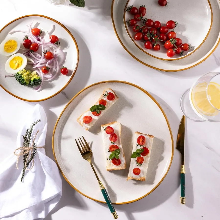 Handmade Ceramic Dinnerware Sets with Reactive Glaze for Everyday Dining and Special Occasions Highly Scratch Resistant Stonewa