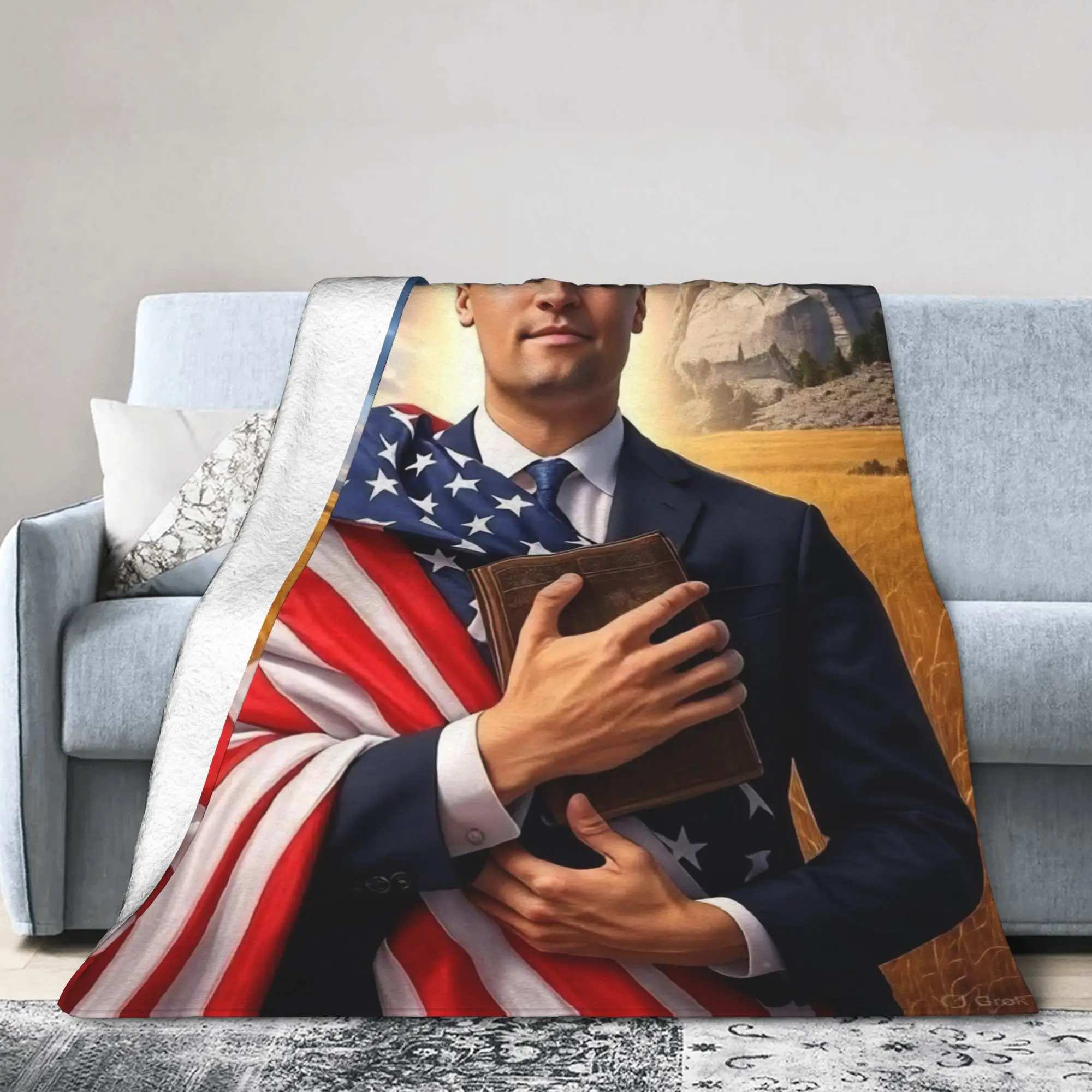Charlie Kirk Patriot Print Blanket  Decorative Flannel Throw Blanket For Outdoor Soft Warm Custom Quality Bedspread Gift