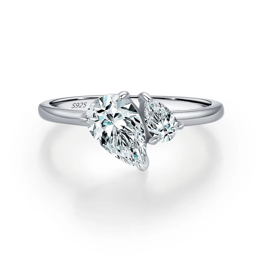 

Apexelle Fine Jewelry 925 Sterling Silver Rings For Women Teardrop Zircon Inlaid Ring Prong Set Design Fashion Jewelry