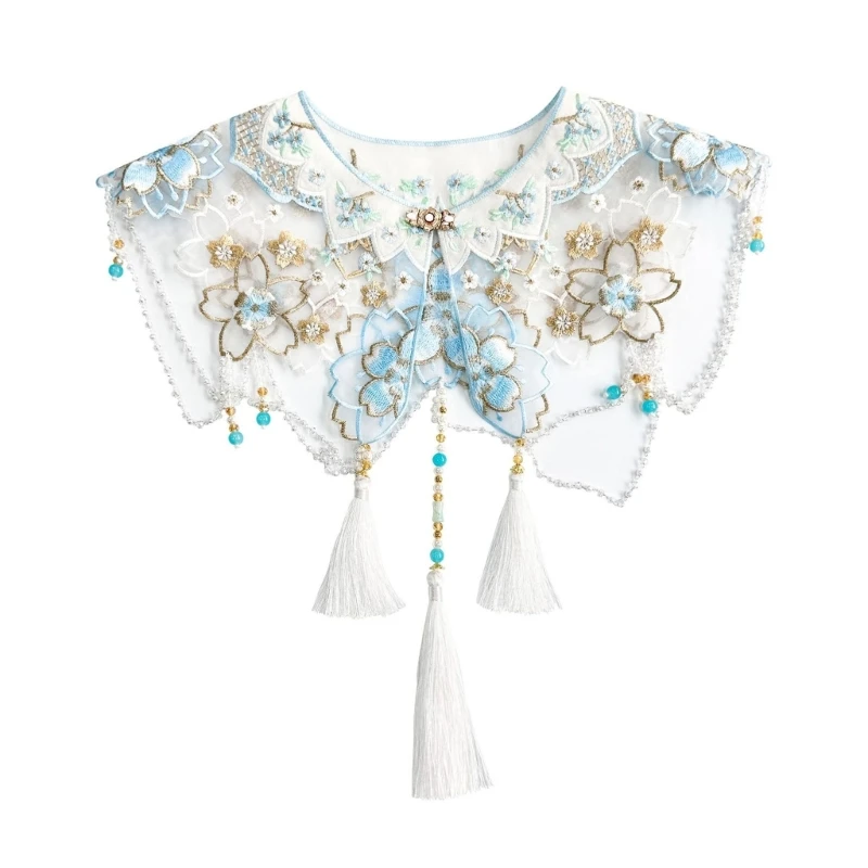 

340D Ancient Costume Stole Collar Removeable Faux Collar For Cultural Event Dressingup Traditional Horse Face Skirt Shawl