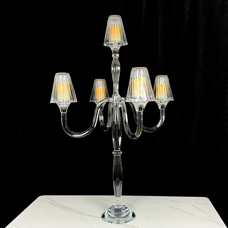 

Cross-border European 5-head crystal candlestick road guide, wedding candlestick props, wedding scene arrangement