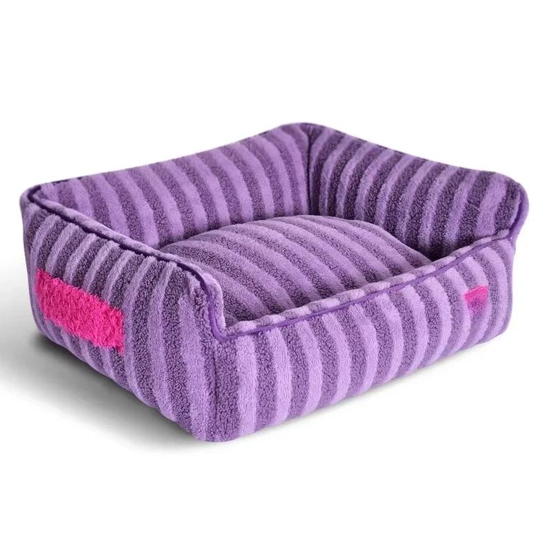 Luxury all-weather double-sided plush pet bed and accessories breathable sofa fluffy nest large rectangular sofa bed dog