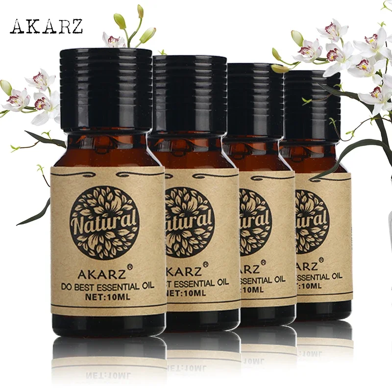 

AKARZ Tea Tree, Rose, Peppermint & Lemon Essential Oil Set for Aromatherapy Spa - 10ml*4 Skin & Face Care