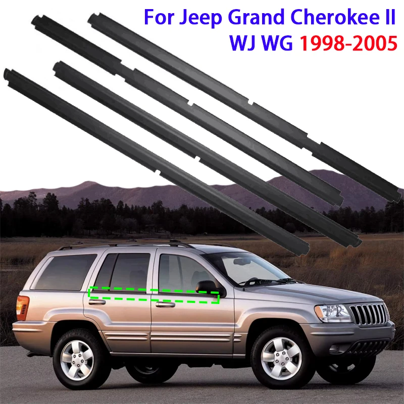 

4pcs/set Black Car Ar Door Window Glass Weatherstrip for Grand Cherokee II WJ WG 1998-2005