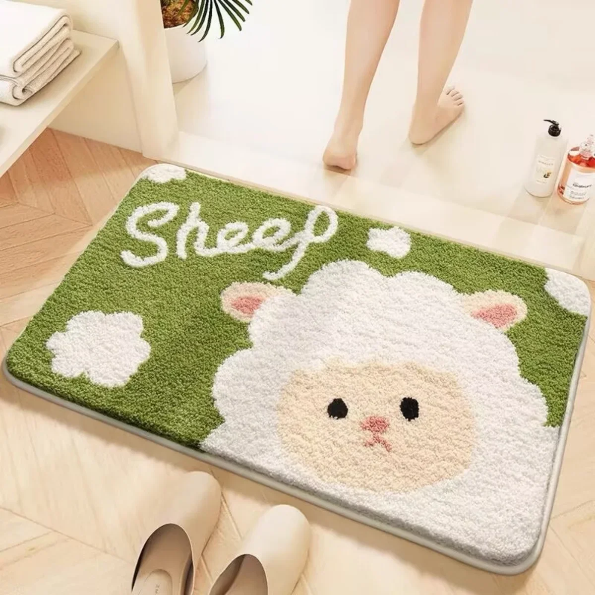 B14LYX Home Decor Floor Mat Hot Air Balloon Print Bath Rug Stylish Lucky Pattern Entryway Carpet Washable Indoor Decor Mat