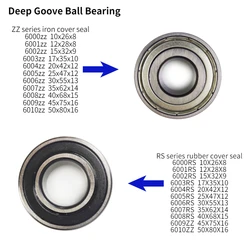 Roulement à billes à gorge profonde pour vélo, jouet, outil électrique, 6000, 6001, 6002, 6003, ZZ RS, 1 pièce