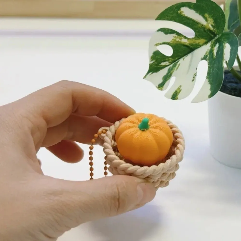 3D Printed Roller Stress-relief Button with Beaded Chain Gear Roller Slides Smoothly Clickable Basket Pumpkin Button Creative