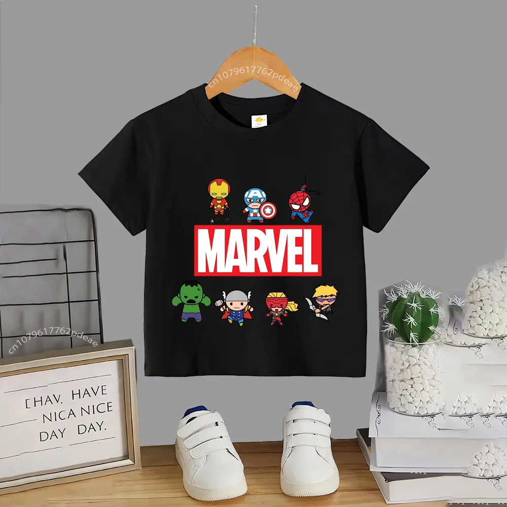 Teen Hip Hop Style 100% Cotton T-shirt Baby Baby Outdoor Cartoon Print Comfortable Round Neck Cotton T-shirt Boys Girls Short