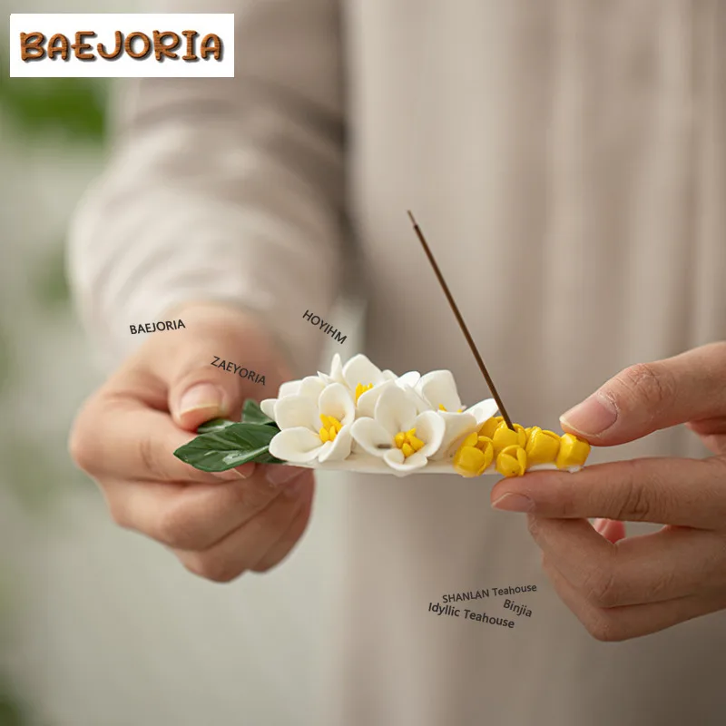 BAEJORIA Handmade Pinch Osmanthus Incense Holder Water Fountain Decoration Incense Burners Consecrate Censer Yoga Supplies Gifts