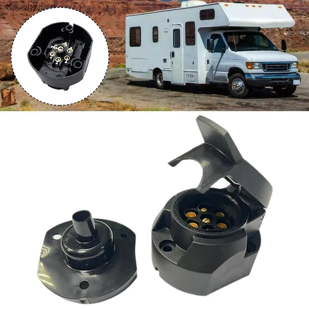 12V 7 Pin European Trailer Socket+Plug Tow Bar Connector Adapter For Car RV Truck Boat Caravans Transfer Signal Adapter Tool