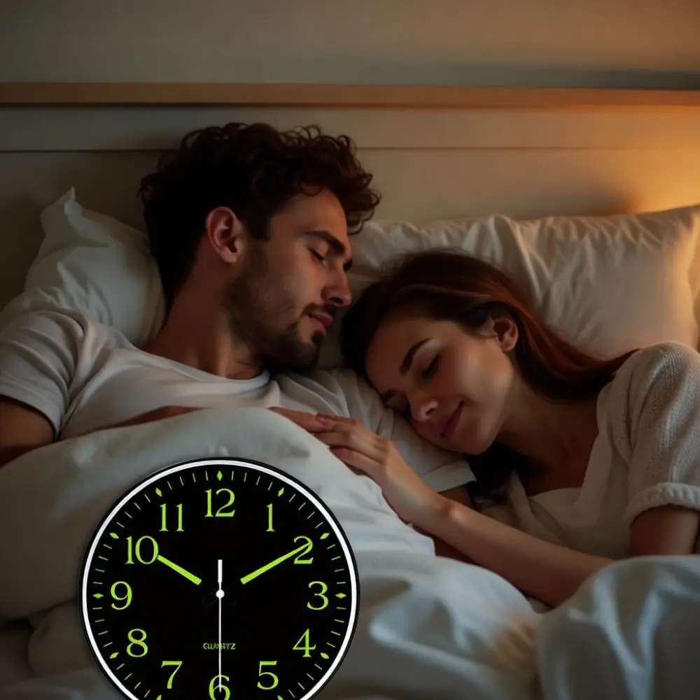 8 Inch Modern Luminous Silent Wall Clock Battery Operated Quartz Timepiece Simple Decorative Round Clock For Living Room