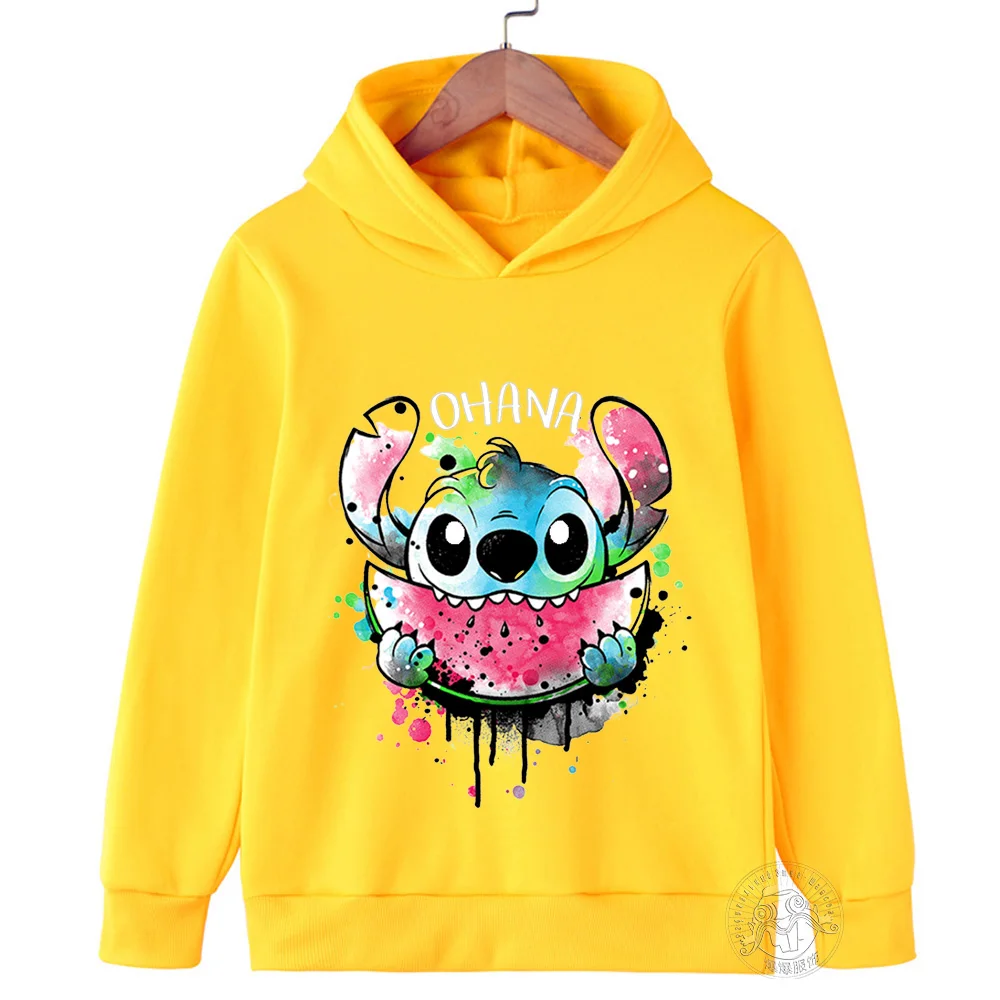 Disney Stitch Children\'s Street Fashion Sweater Boys Girls Tops Children\'s Sports Pullover Outdoor Sports Hoodie