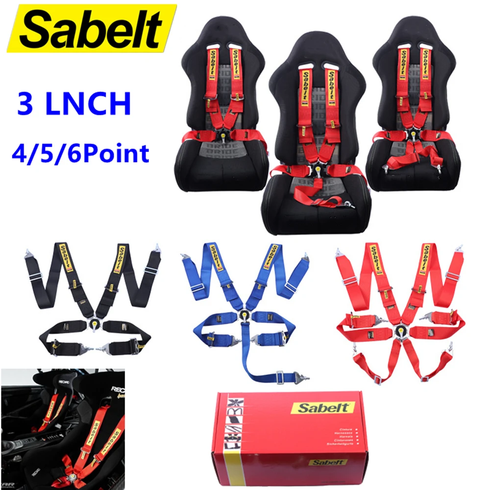 Sabelt 3 Inch 4/5/6 Point Universal Car Seat Belt Quick Release Adjustable Strap PA Material Harness Racing Modifying Seat Belt