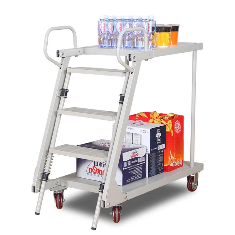 movable climbing truck, warehouse pickup climbing platform truck, folding climbing ladder supermarket stacking truck
