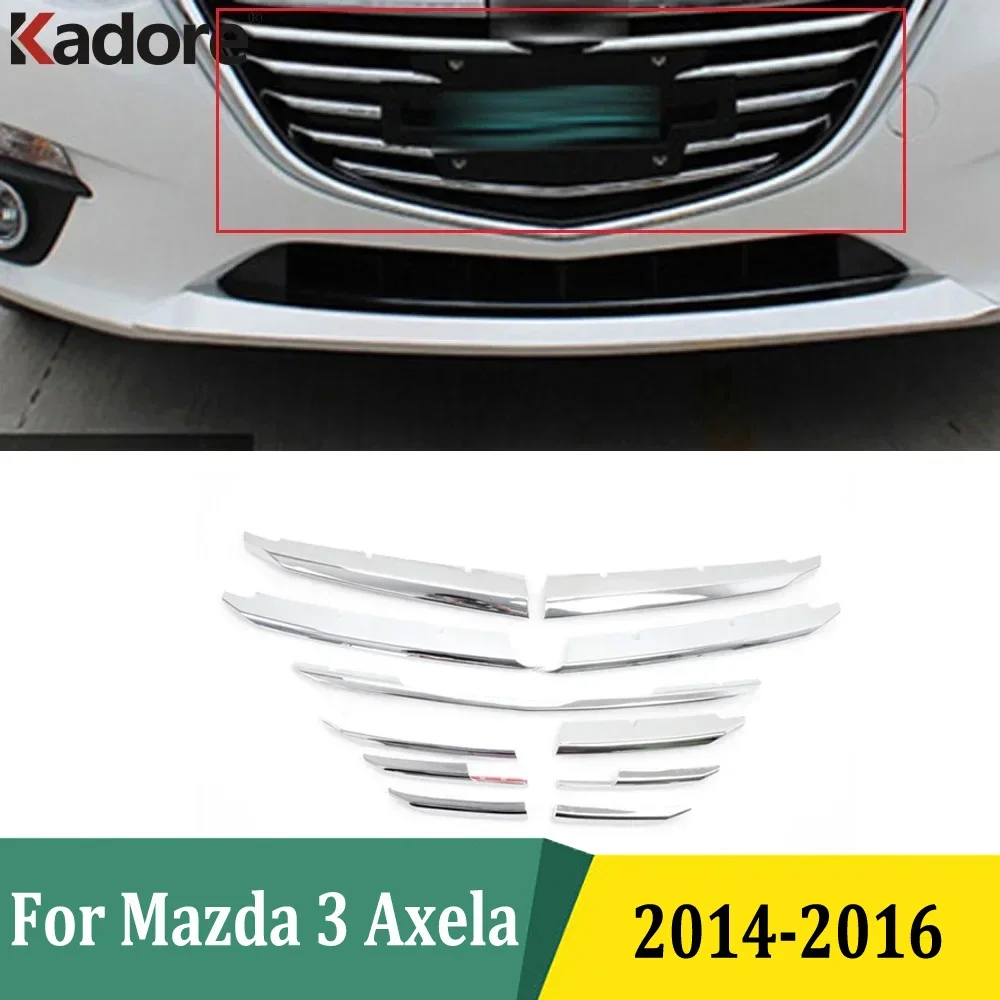 

Для Mazda 3 M3 Axela 2014 2015 2016, хромированные передние центральные решетки, накладка на голову, гоночные грили, полоски Garish, автомобильные аксессуары