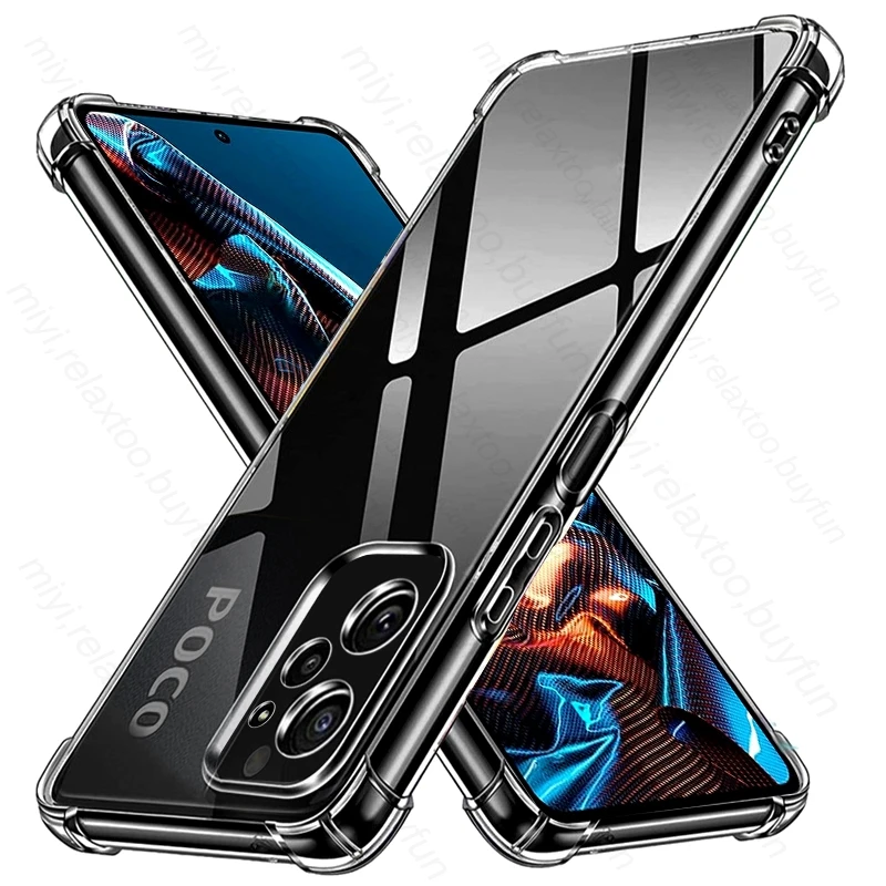 For Poco X5 Pro 5G Case Transparent Airbags Soft Silicone Back Cover On Poko Little X5 X 5 Pro X5pro Pocox5 5G Shockproof Fundas