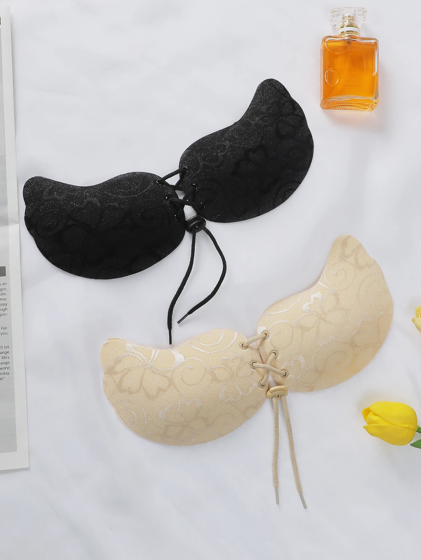 Strapless Bra Adhesive - Women Lace Embroidery Sticky Bra Adjustable