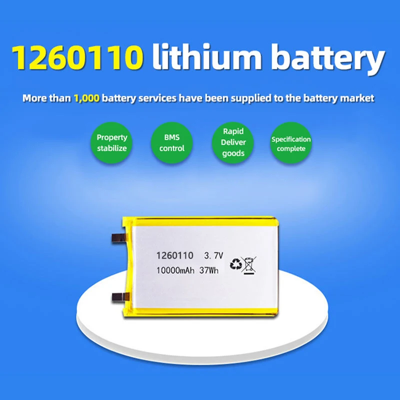 Baterías de polímero de litio de 3,7 V, 10000mAh, 1260110, células recargables Lipo li-po para banco de energía, portátil, luces de Camping Diy