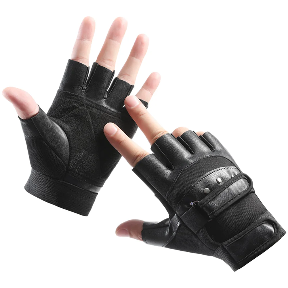 Winter Half Finger Gloves Soft Fleece Interior Non Slip Surface for Typing Driving Outdoor Activities Black Gray