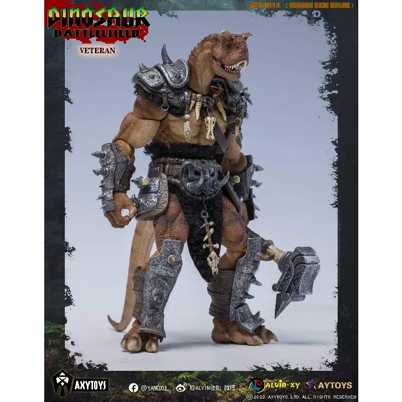 AXYTOYS Originele Dinosaurus Battlefield Vleesetende Bull Dragon Oranje Veteraan Gezamenlijke Eindproduct Beweegbare Orc Beeldje Model