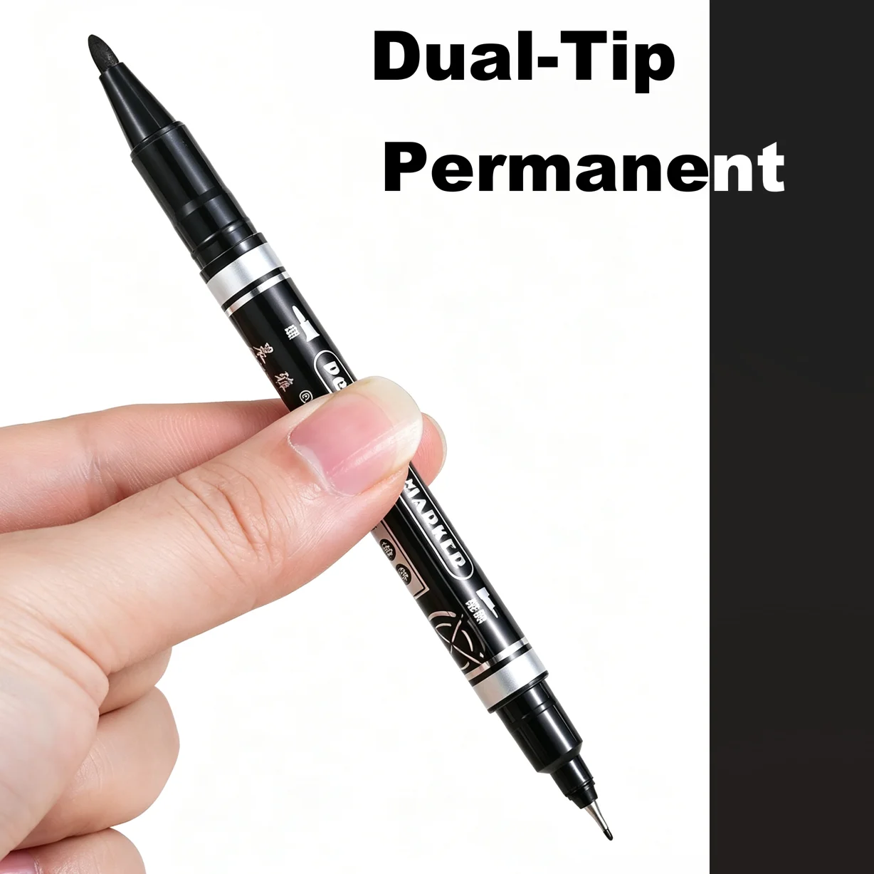10/20pcs Dual Tip Permanent Marker Pens - Alcohol-Based Black Markers with Fine & Bold Tips for Multi-Surface Art