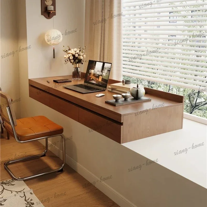 YJ Nordic Bay Window Solid Wood Desk Modern Design Bedroom Computer Desk with Drawers Study Home Furniture Meubles De Bureau FYF