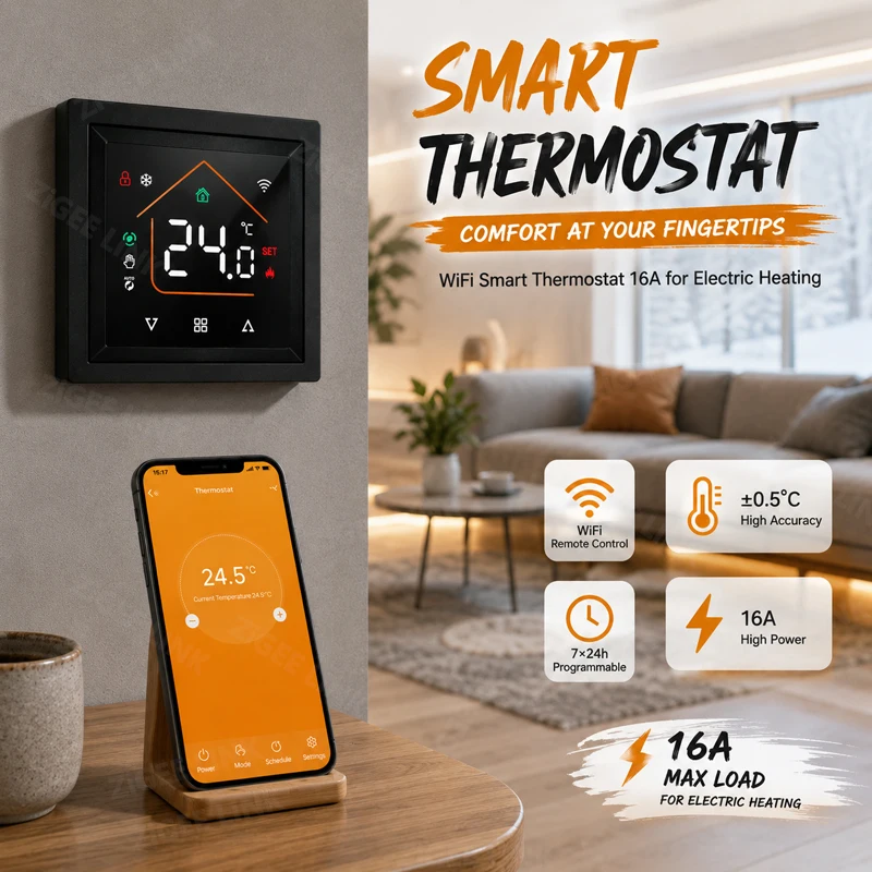 16A Smart Life WiFi Thermostat Programmable Temperature Regulator Electric Underfloor Heating Gas Boiler Voice Remote Controller