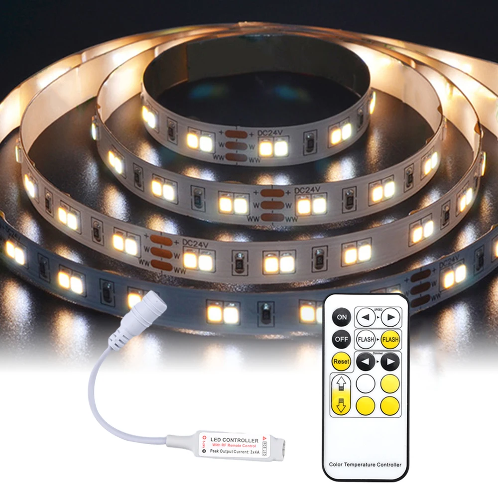 DC5-24V Mini 15 Keys RF Wireless Dual Color Temperature LED Dimmer Controller Light Strip For 8-15M Distance With Battery