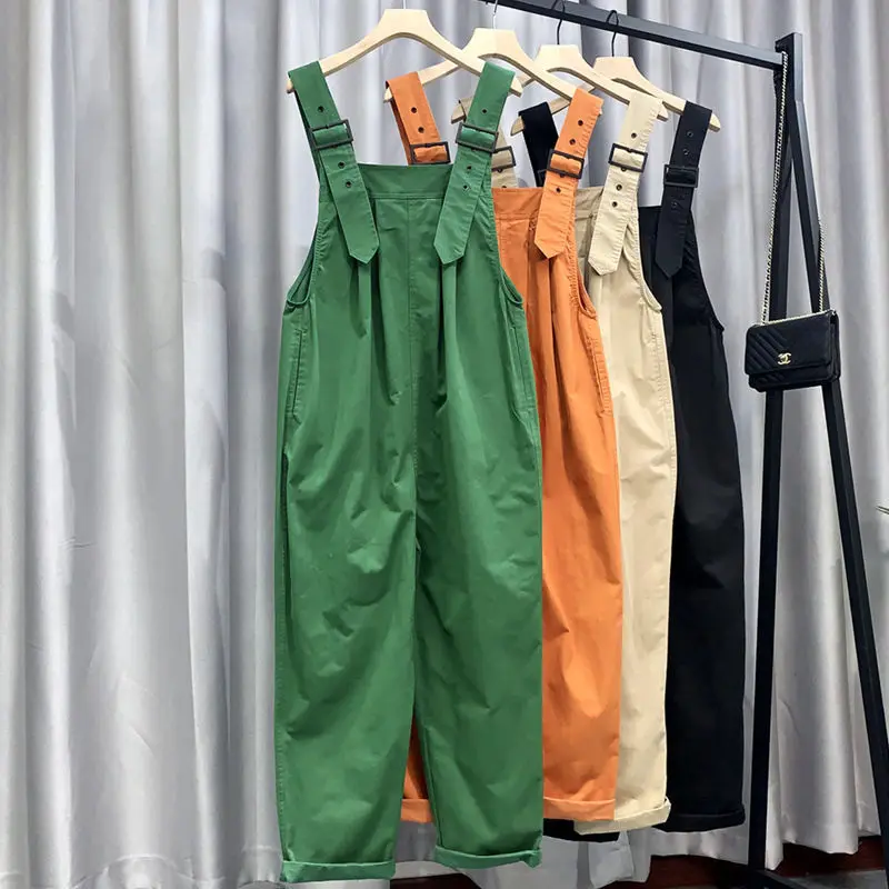 

Spring Summer Fashion Suspenders Pants 2024 New Women Korean Loose Casual Harem Overalls Shoulder Straps Rompers Female