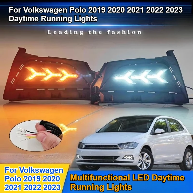 

For Volkswagen Polo 2019 2020 2021 2022 2023 LED Daytime Running Lights And Front Fog Lights modified flowing turn signals