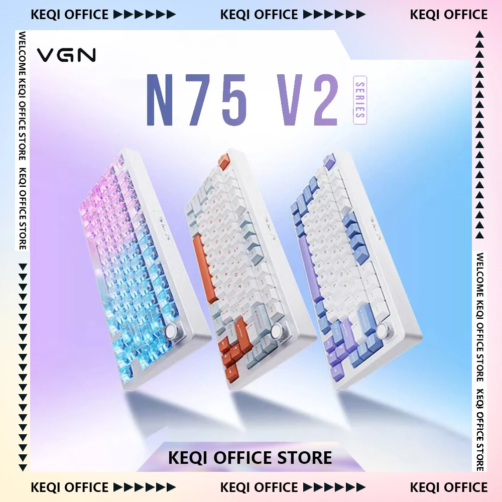 VGN N75 V2 Gaming Mechanical Keyboard Hot Swap Ergonomics RGB Light Wireless Tri-Mode Keyboard Custom PC E-Sports Accessory Gift